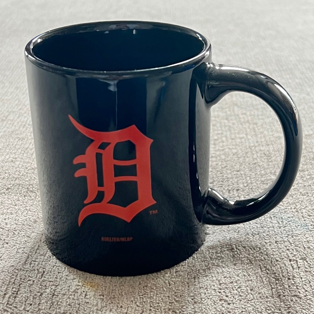 Detroit Tigers MLB Black Coffee Mug Boelter Old English D Logo Orange Ceramic
